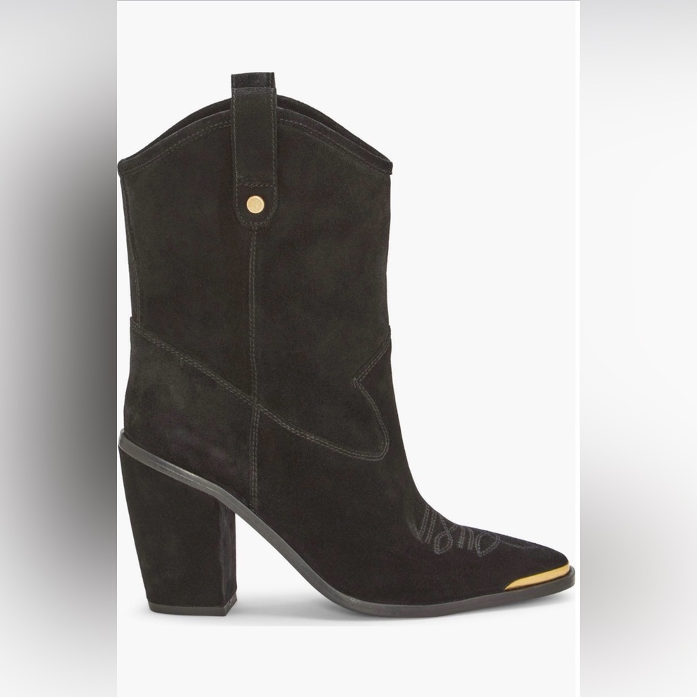 Black Suede Cowboy Boots - Picture 3 of 4